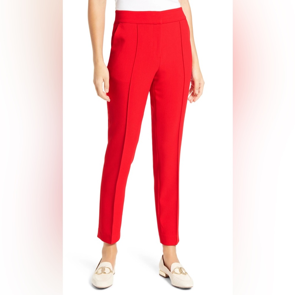 Vince Camuto Bi-Stretch Crepe Pintuck Skinny Pants in Red - Size 14 (NWT)